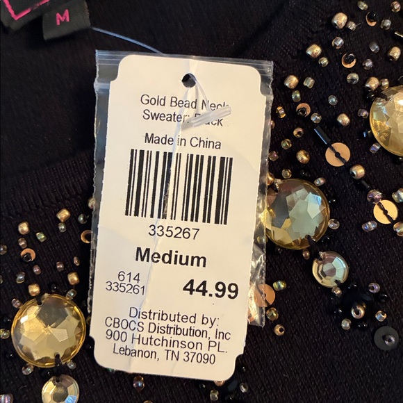 Colour Works Black Embellished Knit Sweater, Size Medium - Picture 4 of 8
